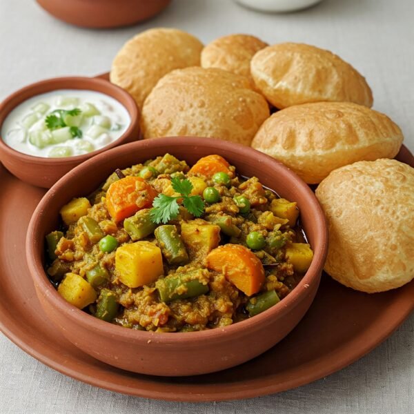 1 Curry + 6 Puri + with Raita Combo 7